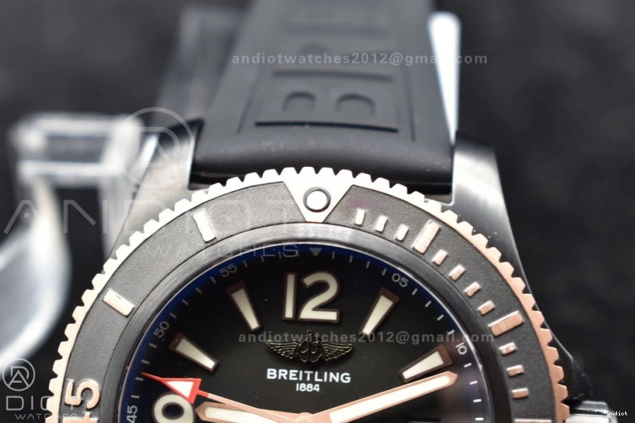 Rubber Bezel Dial Superocean 1:1 Automatic Black Best A2824 44 on Black Edition Black Strap TF 0406